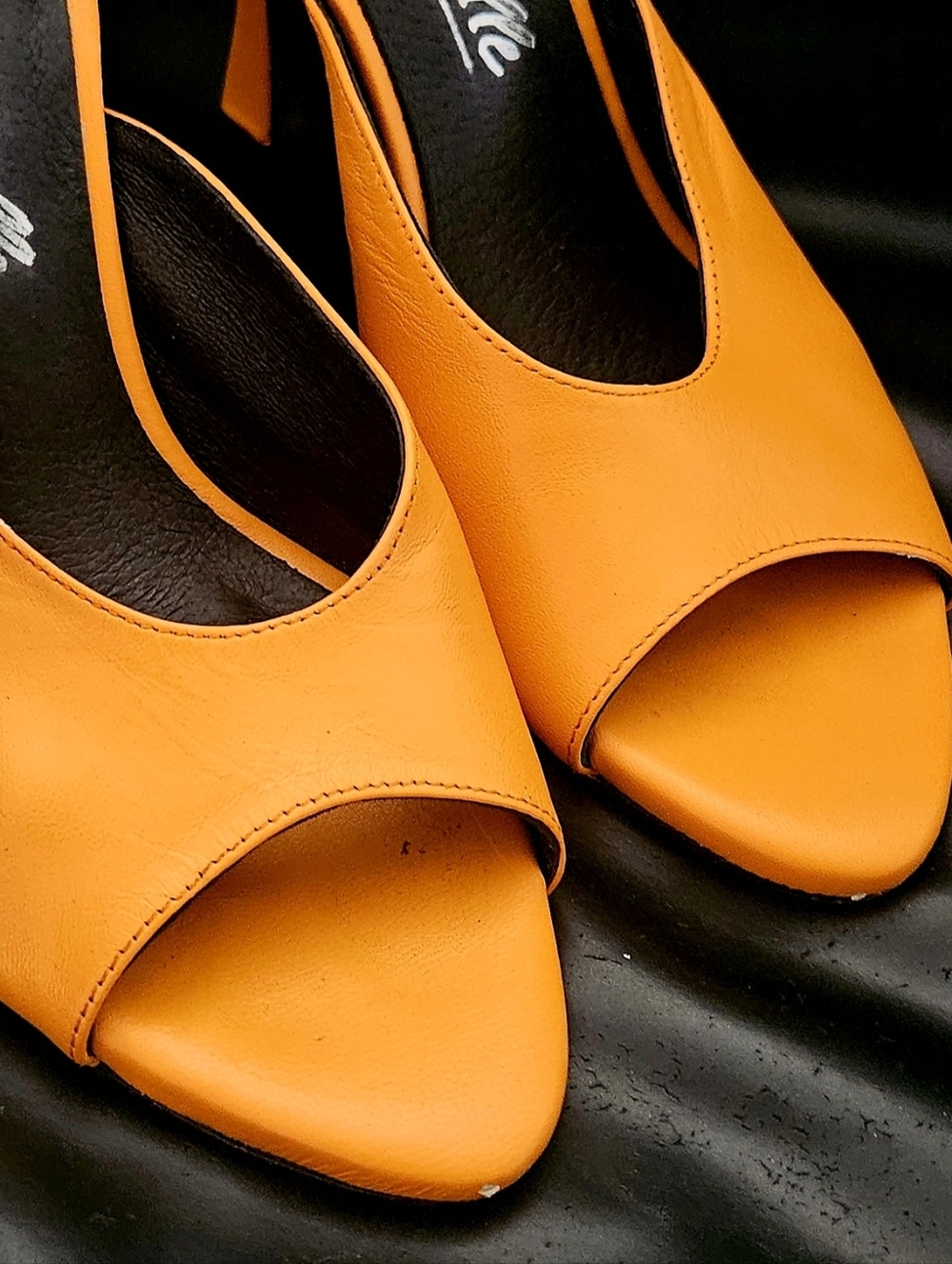 l'intervalle  Orange Leather  Open-Toe Slip On Mule Size 36 Eu 6/6.5 US Heels - Picture 9 of 9